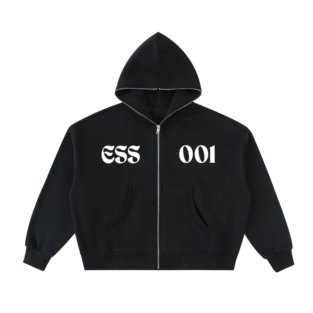 Fleeced Full-Zip Boxy Hoodie