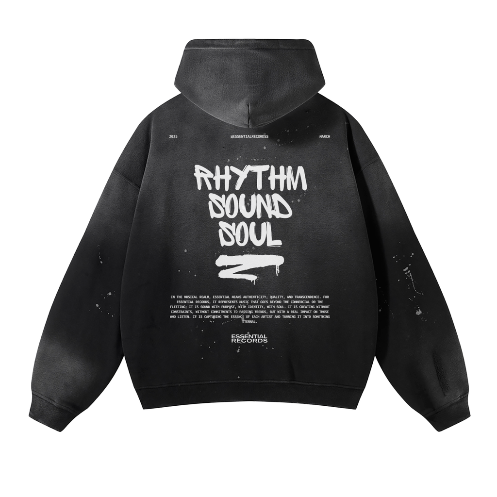 Vintage Washed Frayed Fleece Hoodie