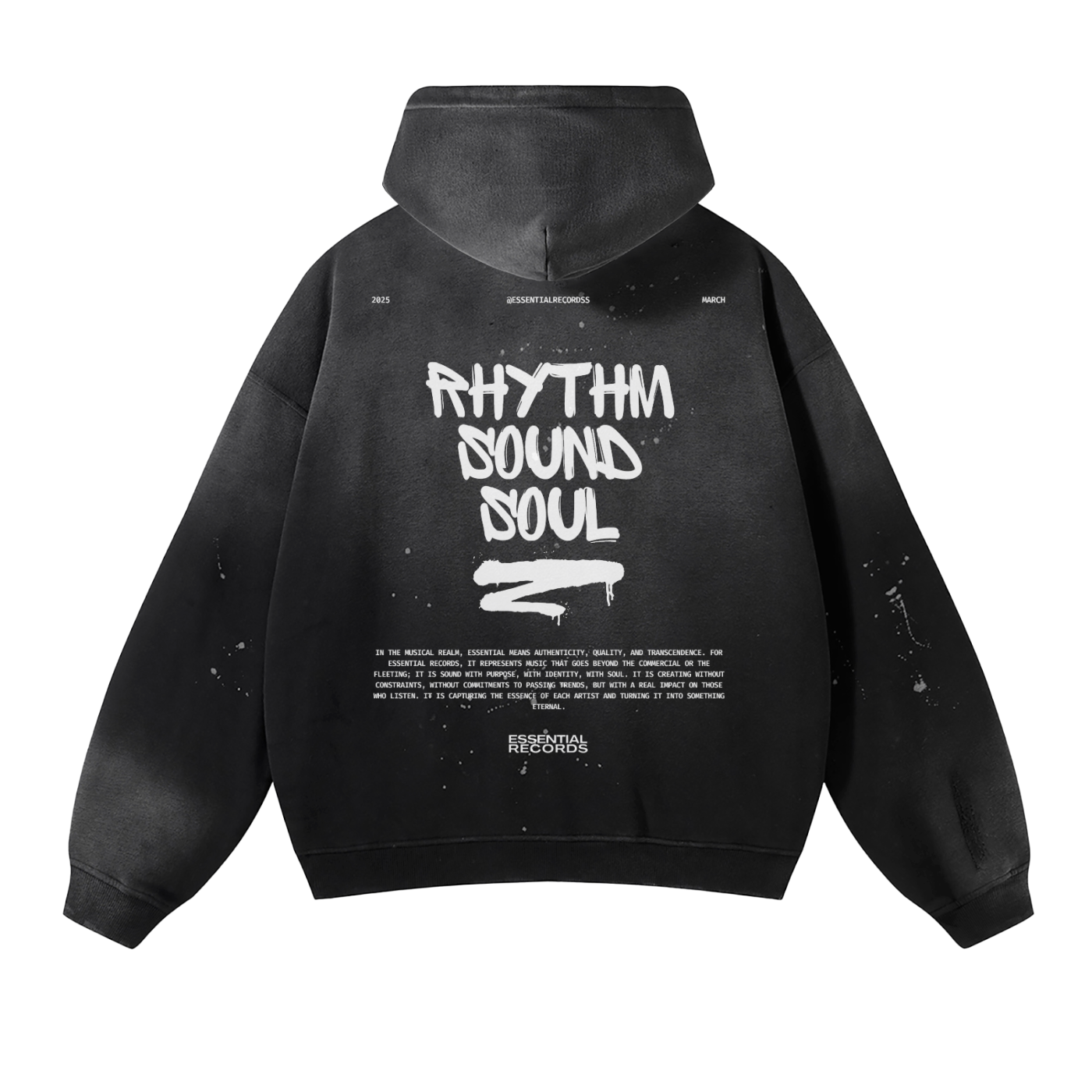 Vintage Washed Frayed Fleece Hoodie